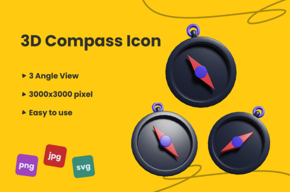 3D Compass Icon: A Versatile Visual Tool for Modern Design