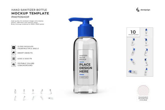 Hand Sanitizer Bottle 3D Mockup Bundle