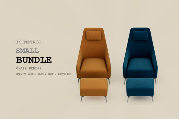 Isometric Armchair 3D Rendering Pack 5: A Versatile Asset for Digital and Print Design
