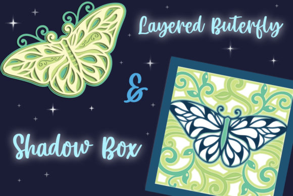 Layered Green Butterfly Shadow Box Design